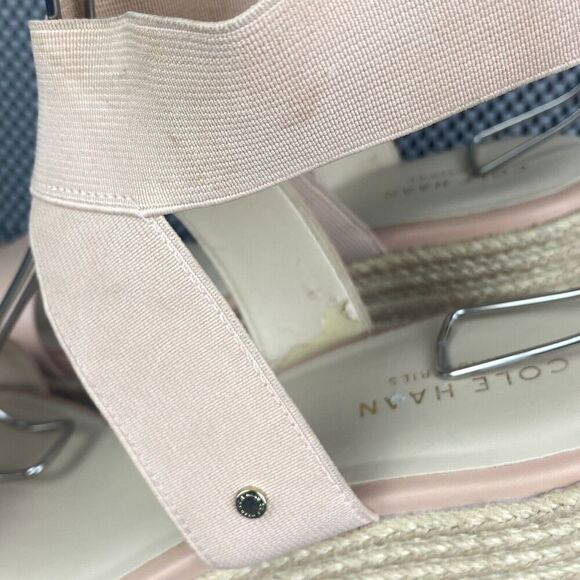 Cole Haan Wedge Espadrille Shoes Womens 9.5 B Cream Light Pink Open Toe Sandals - Picture 13 of 16